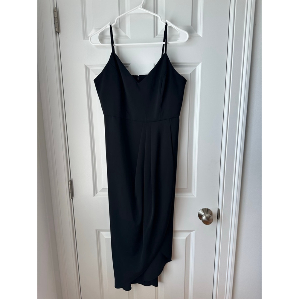 Women's Lulus Black Spaghetti Strap Asymmetrical Formal Dress Size L - Picture 4 of 9